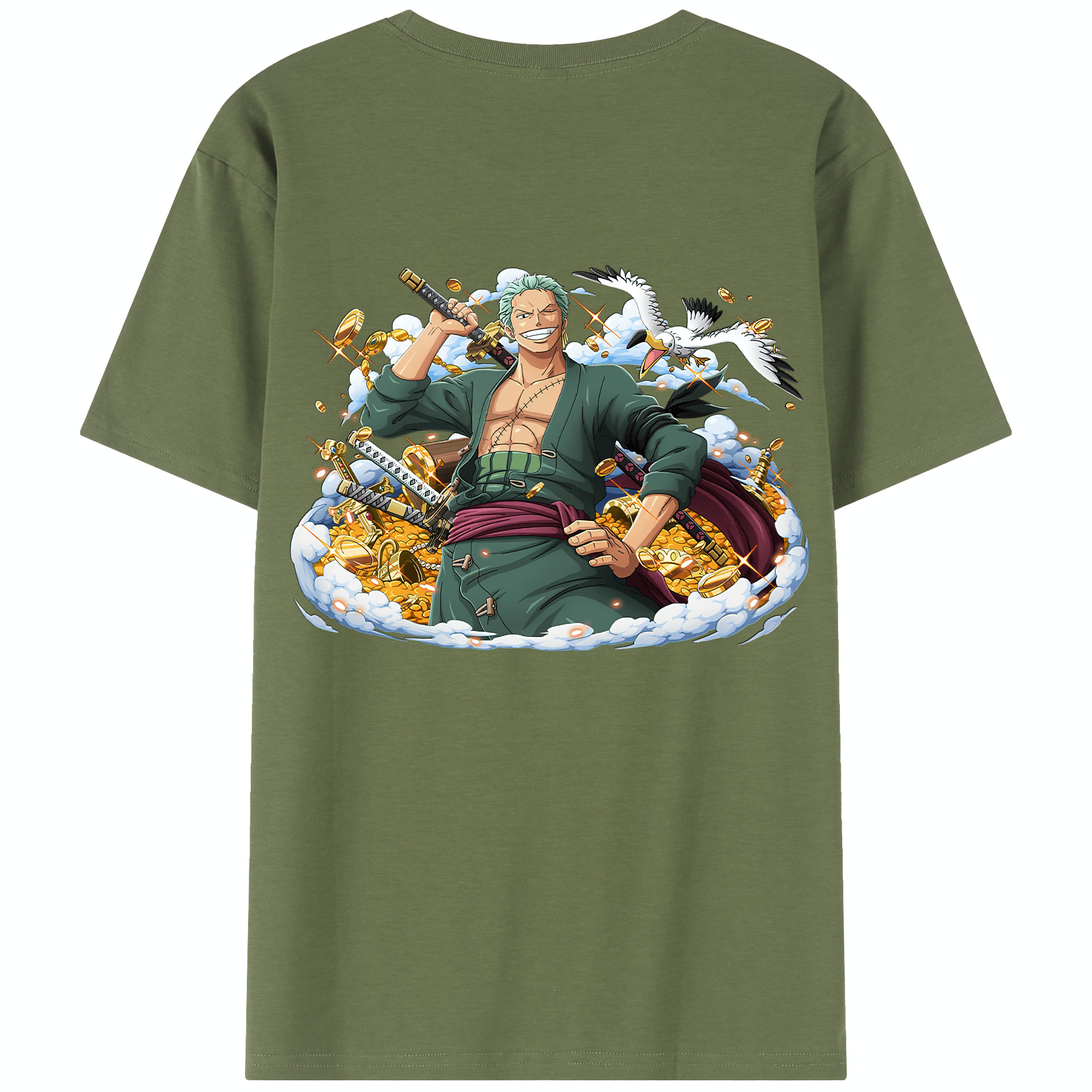 ワンピース ロロノア・ゾロ ONE PIECE Roronoa Zoro 綿100％半袖Tシャツ（背面プリント）